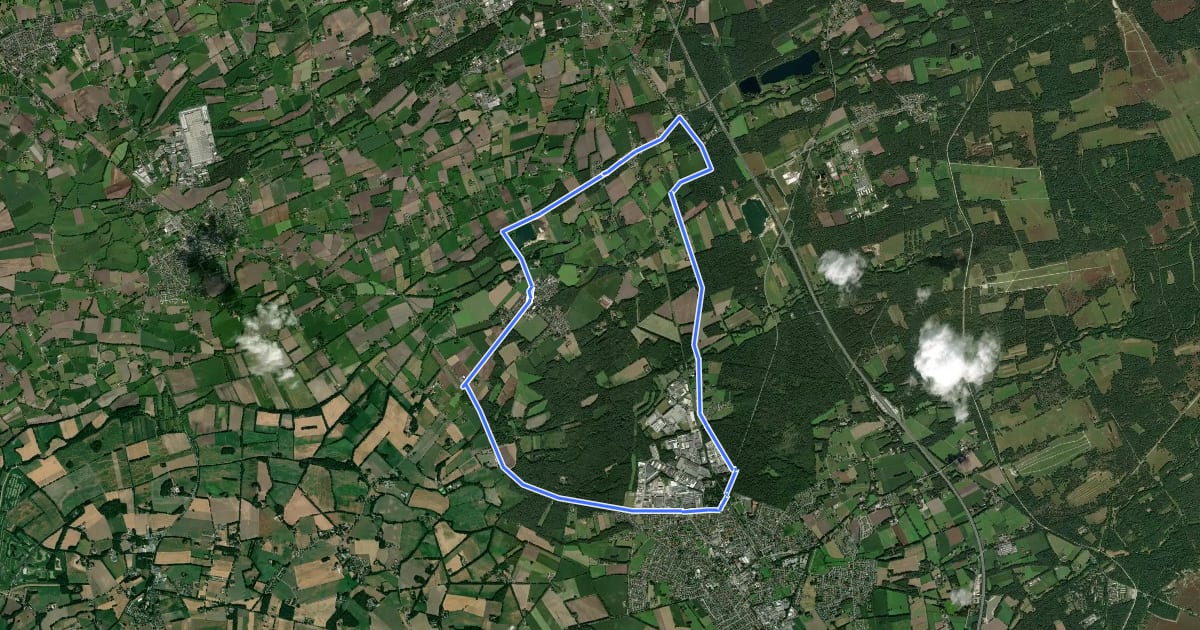 Маршрут Hövelhof Radroute Hö6 (Riege/Hövelriege) на спутниковом снимке