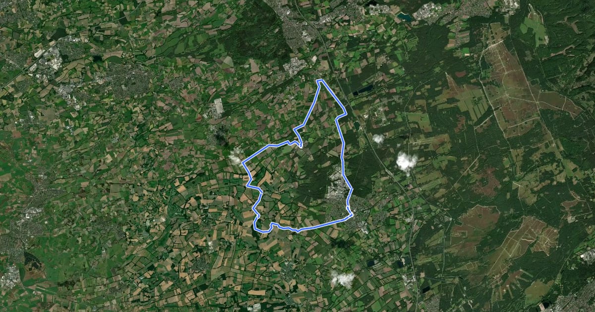 Маршрут Hövelhof Radroute Hö7 на спутниковом снимке