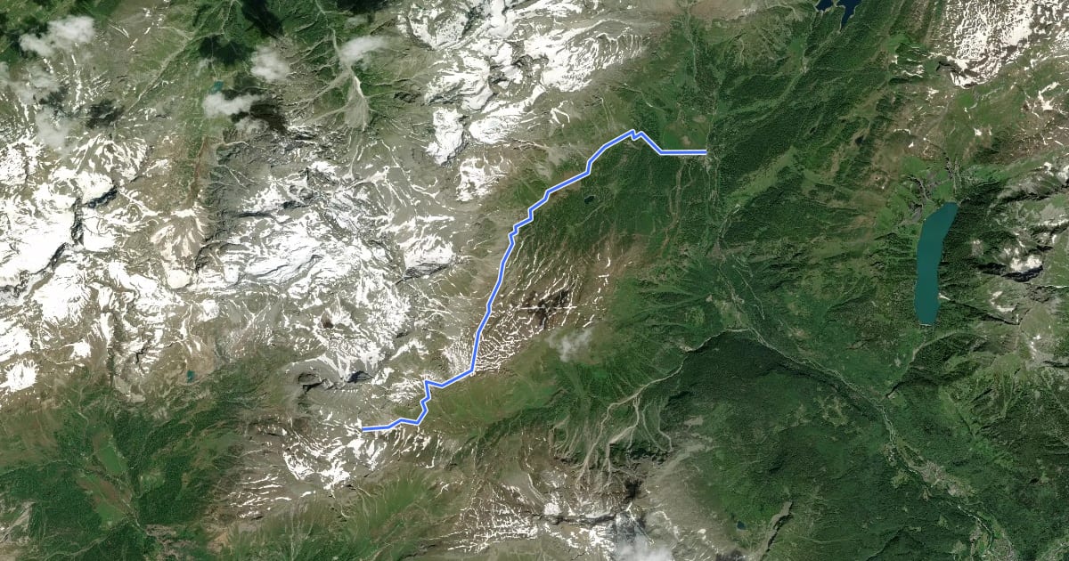 Маршрут H99 - Alpe Devero - Passo di Valtendra на спутниковом снимке