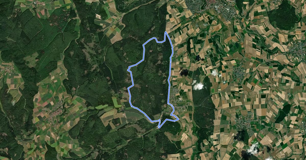 Маршрут Habichtswaldsteig - Extratour Wolfhagen на спутниковом снимке