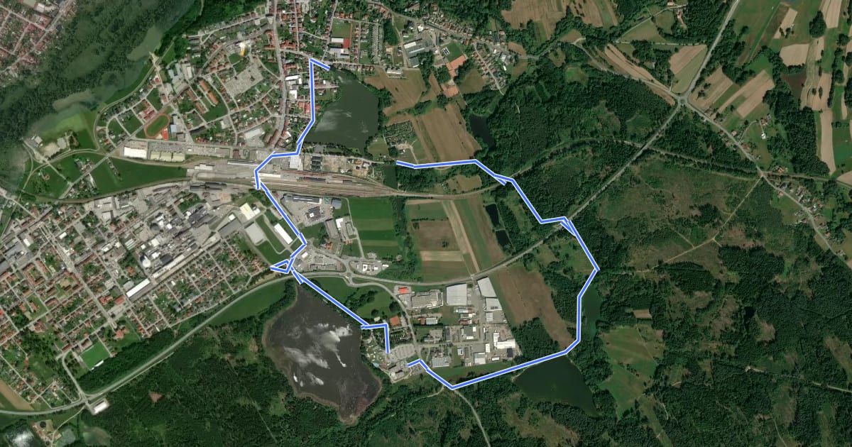 Маршрут Habsburg-Lothringen-Route (blau) на спутниковом снимке