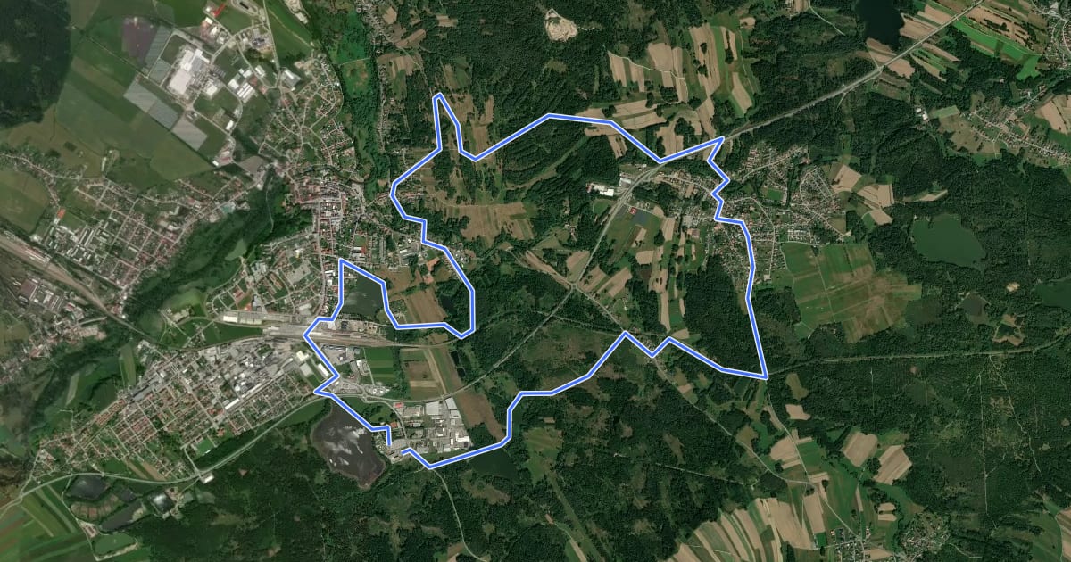 Маршрут Habsburg-Lothringen-Route (schwarz) на спутниковом снимке
