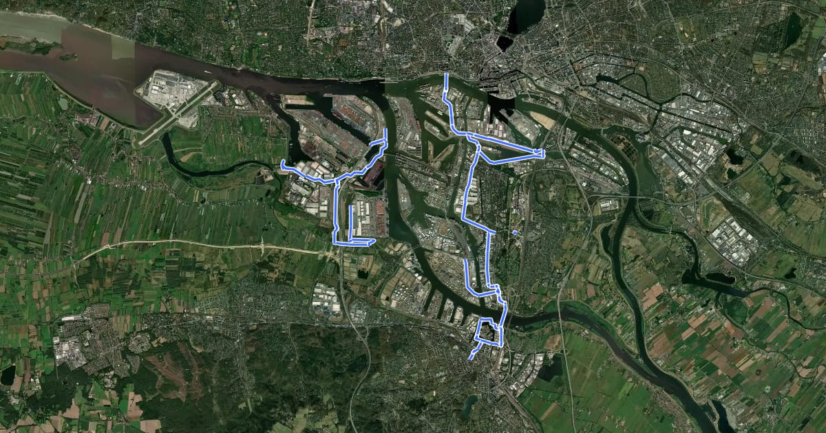 Маршрут Hafenerlebnisroute на спутниковом снимке