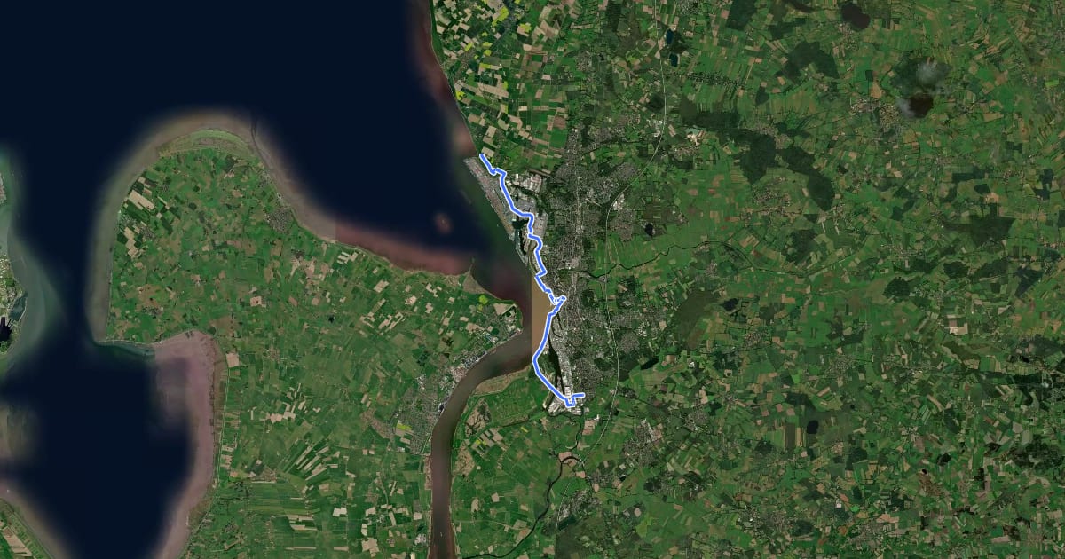 Маршрут Hafenroute Bremerhaven на спутниковом снимке