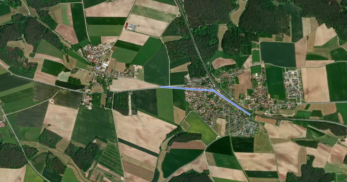 Маршрут Hagenbüchach - Elgersdorf на спутниковом снимке
