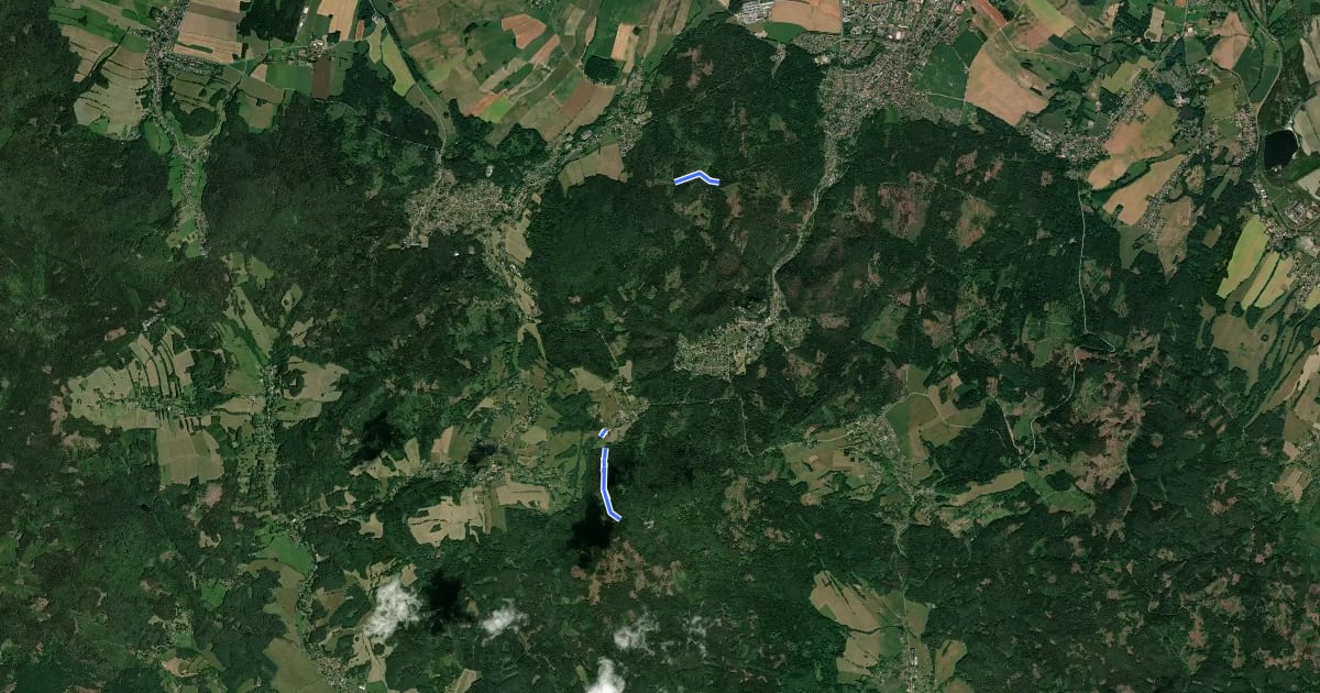 Маршрут Hain - Hochwald (gelber Punkt) на спутниковом снимке