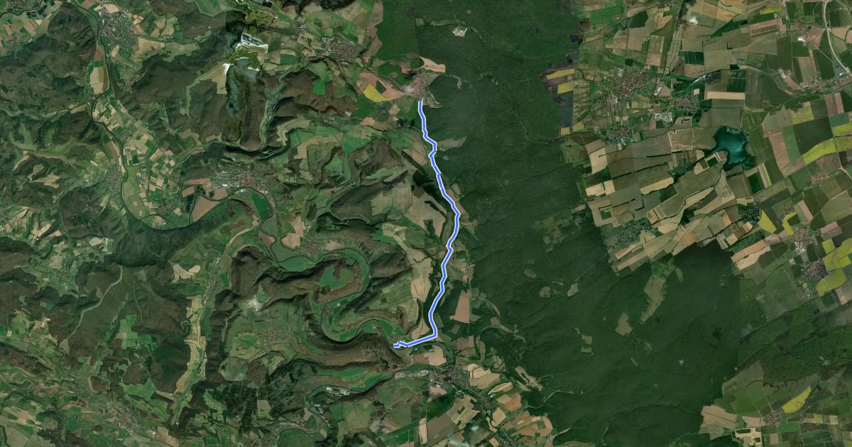 Маршрут Haineck-Radweg на спутниковом снимке