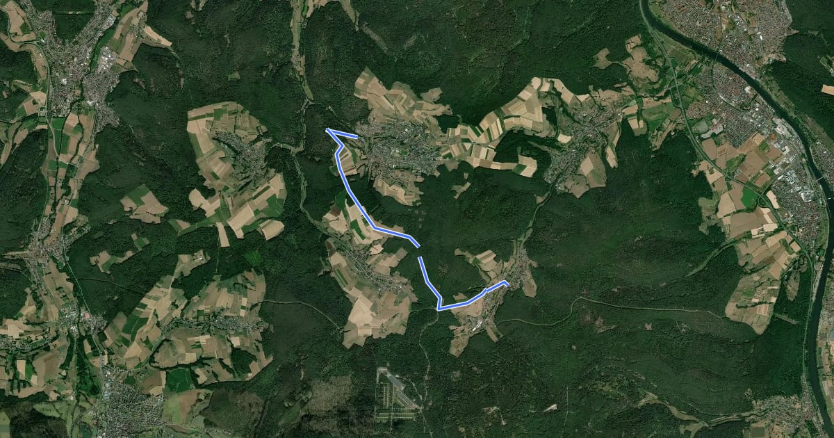Маршрут Haingrund - Lützel-Wiebelsbach/Breitenbrunn на спутниковом снимке