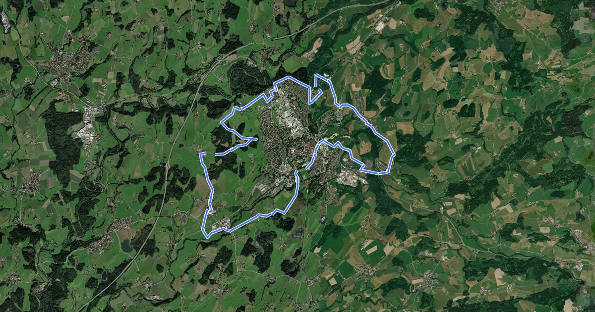 Маршрут Halbmarathonstrecke bei Wangen на спутниковом снимке