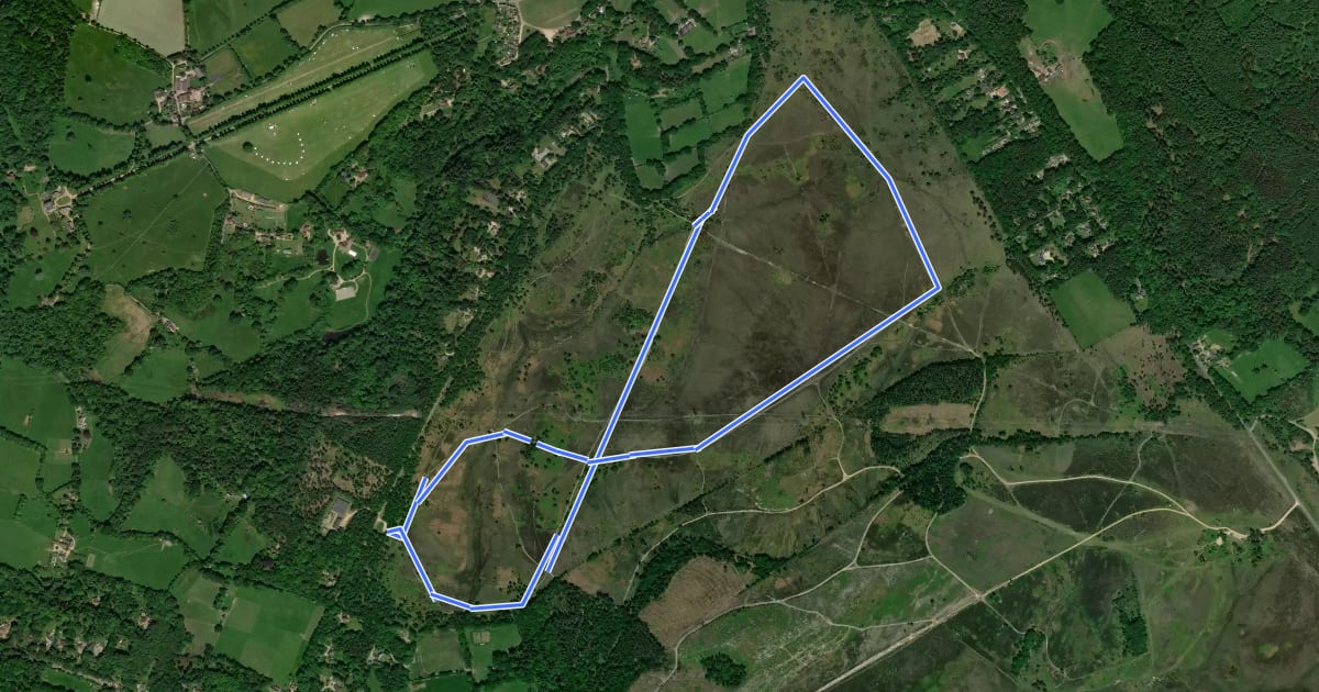 Маршрут Hale Purley Figure of Eight Walk, SW Hants на спутниковом снимке