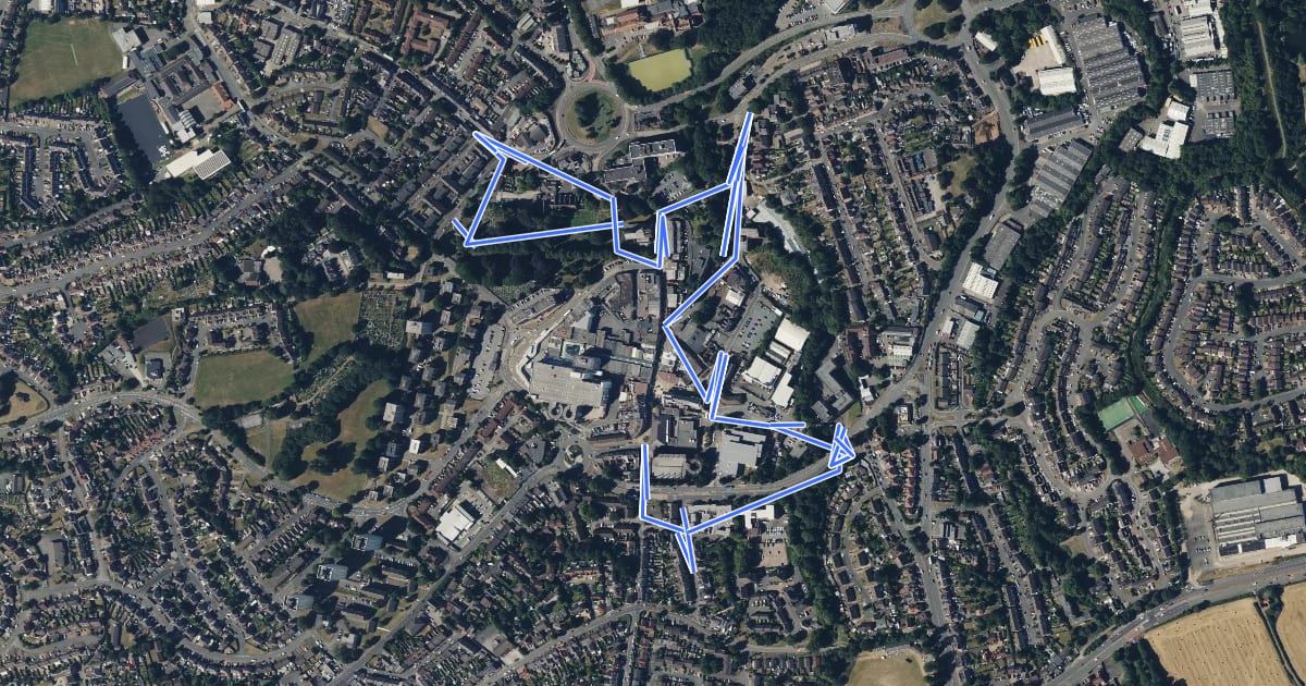 Маршрут Halesowen Architectural Heritage Trail на спутниковом снимке