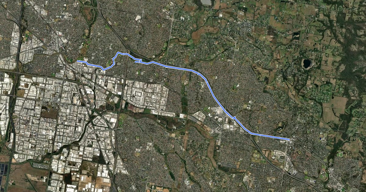 Маршрут Hallam Bypass Trail на спутниковом снимке