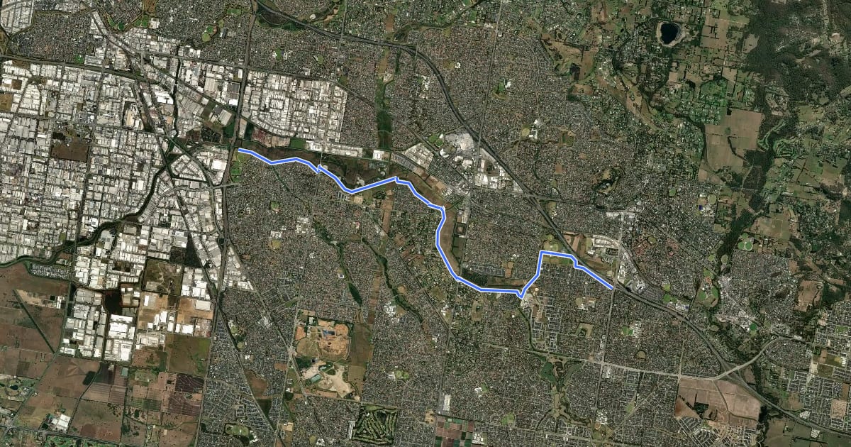 Маршрут Hallam Valley Trail на спутниковом снимке
