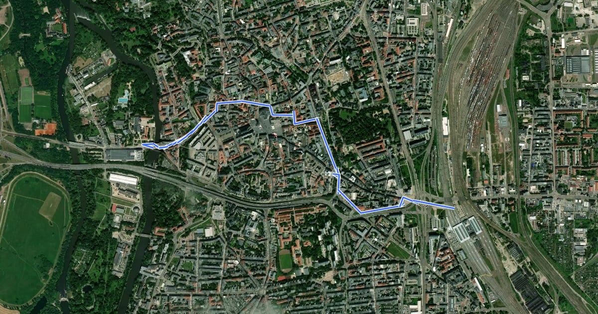 Маршрут Halle (Saale) City Route: Ost-West на спутниковом снимке