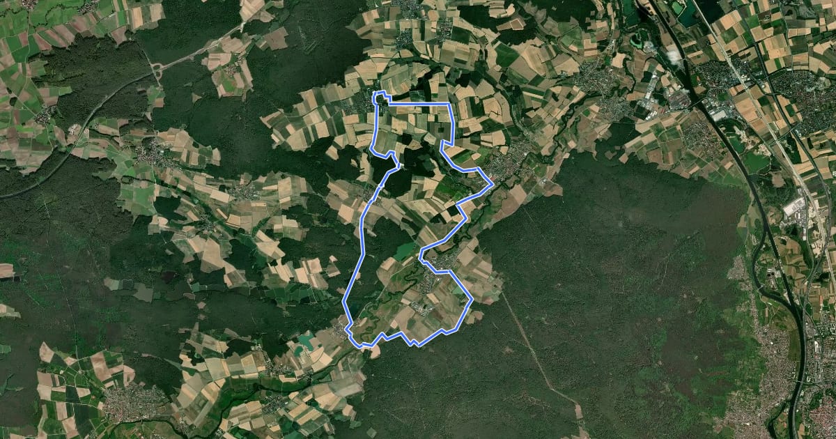 Маршрут Hallerndorf Rundweg "Grüner Ring" - Kreuzbergrunde на спутниковом снимке