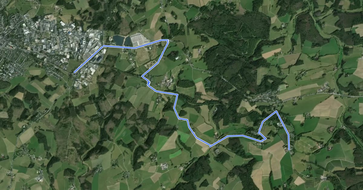 Маршрут Halver Hohenplanken (92) - Radevormwald (93) на спутниковом снимке