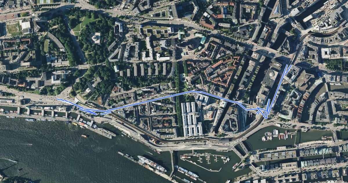 Маршрут Hamburg Veloroute 12 на спутниковом снимке