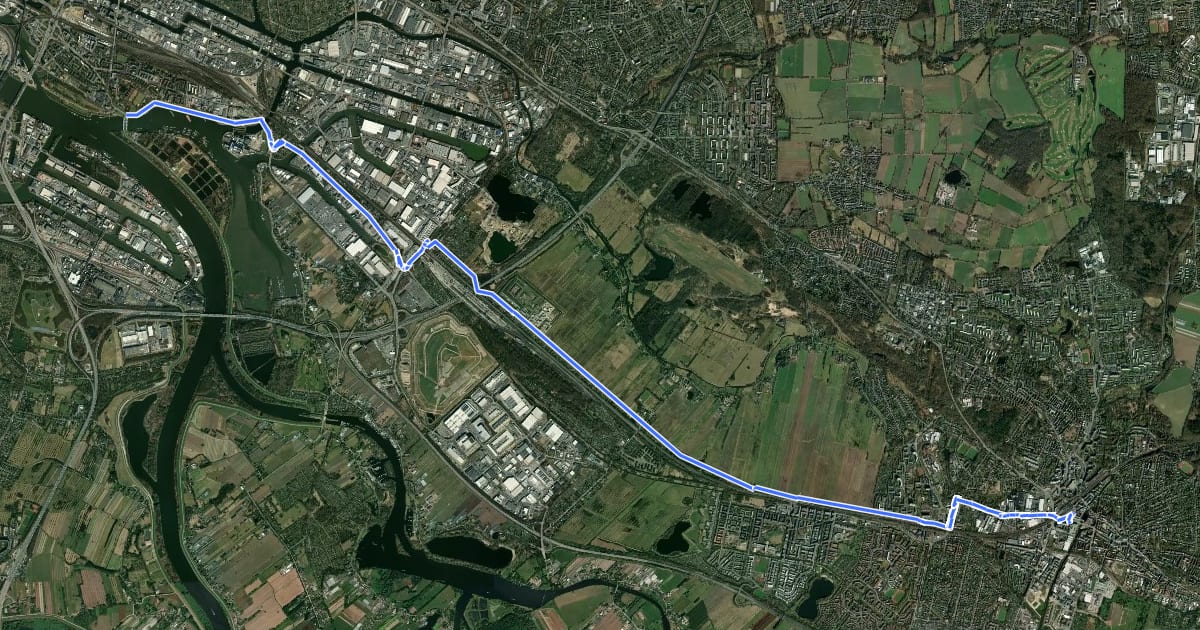 Маршрут Hamburg Veloroute 9 на спутниковом снимке