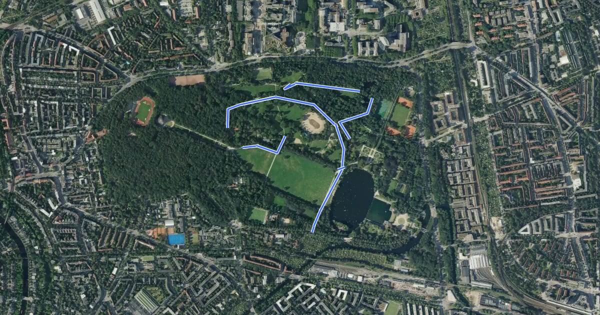 Маршрут Hamburger Stadtpark - Baumlehrpfad на спутниковом снимке