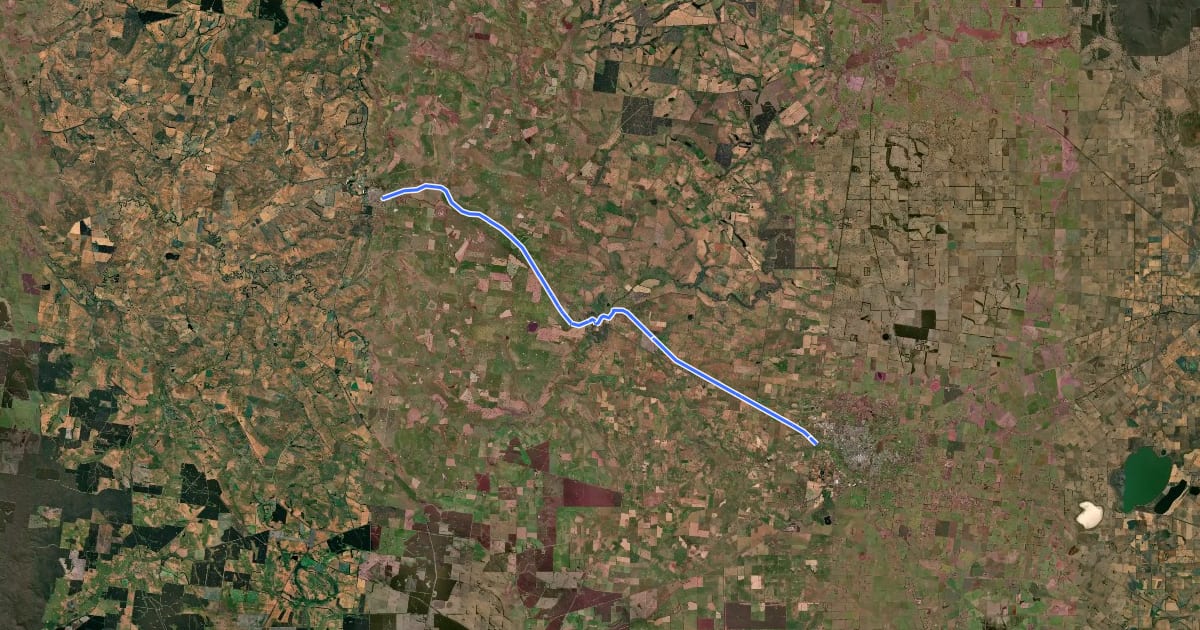 Маршрут Hamilton-Coleraine Rail Trail на спутниковом снимке