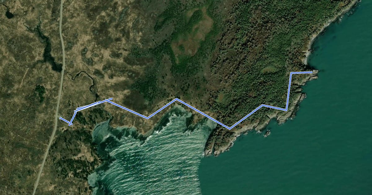 Маршрут Hamilton Cove Trail на спутниковом снимке