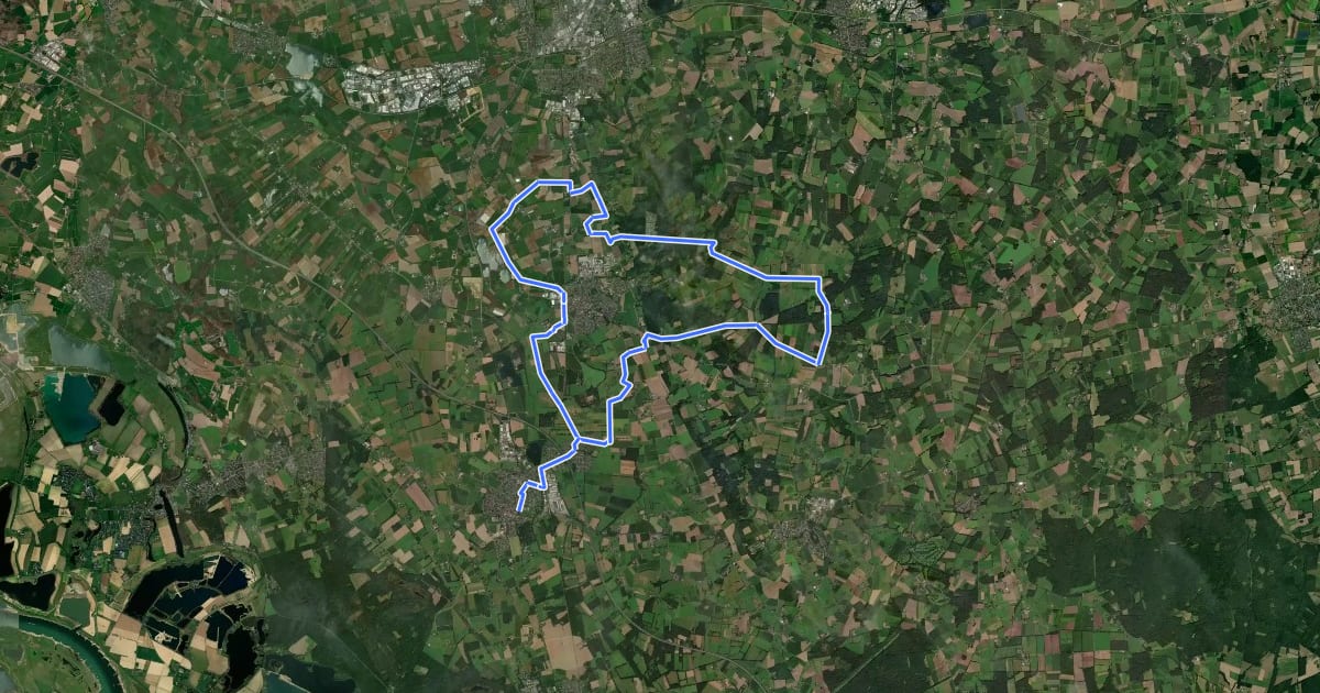 Маршрут Hamminkeln Radroute F3 на спутниковом снимке