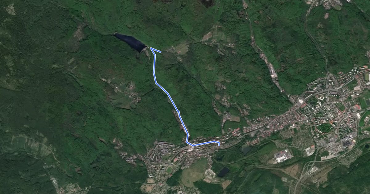 Маршрут [Ž] Hamr - Nad hrází Mostecké přehrady на спутниковом снимке