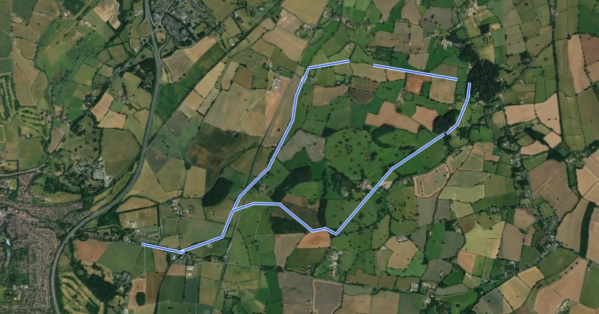Маршрут Hanbury Circular Walk на спутниковом снимке