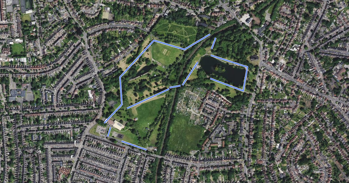 Маршрут Handsworth Park Arts Trail на спутниковом снимке