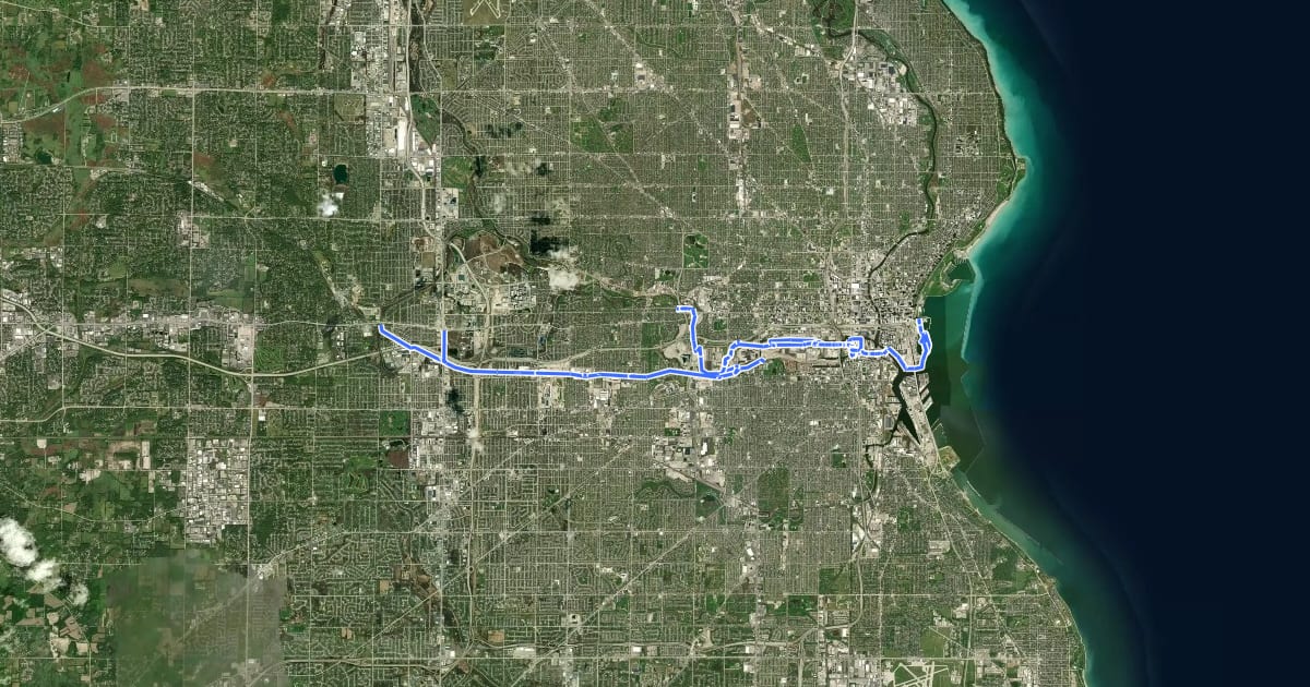 Маршрут Hank Aaron State Trail на спутниковом снимке