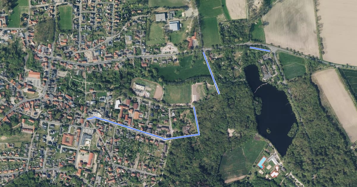 Маршрут Hankensbüttel Zentrum Ost (13) - Hankensbüttel Otterzentrum (12) на спутниковом снимке