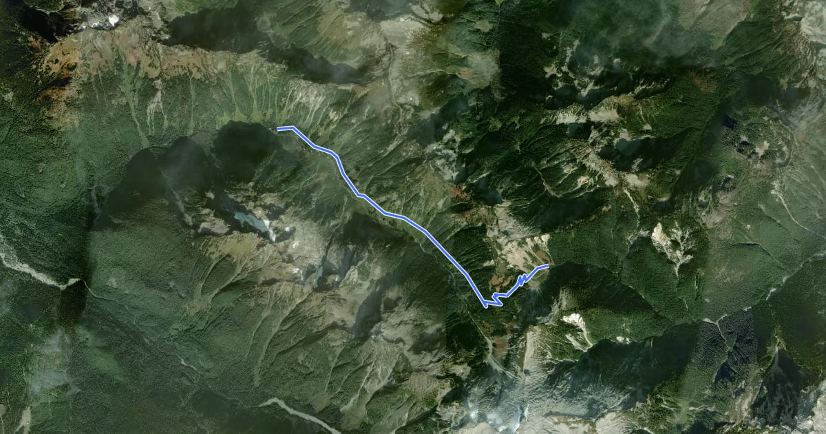 Маршрут Hannegan Pass Trail на спутниковом снимке