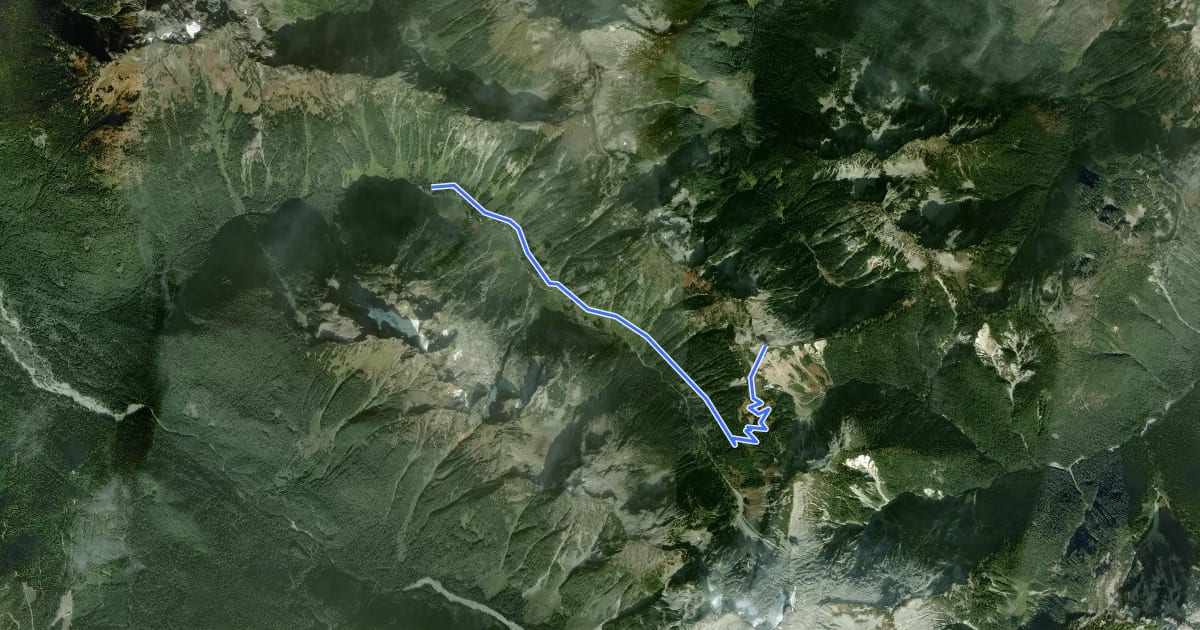 Маршрут Hannegan Peak Trail на спутниковом снимке