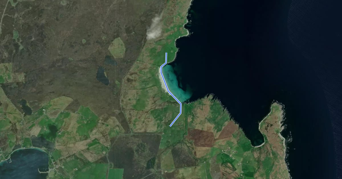 Маршрут Hannigarth to Sandwick Beach на спутниковом снимке