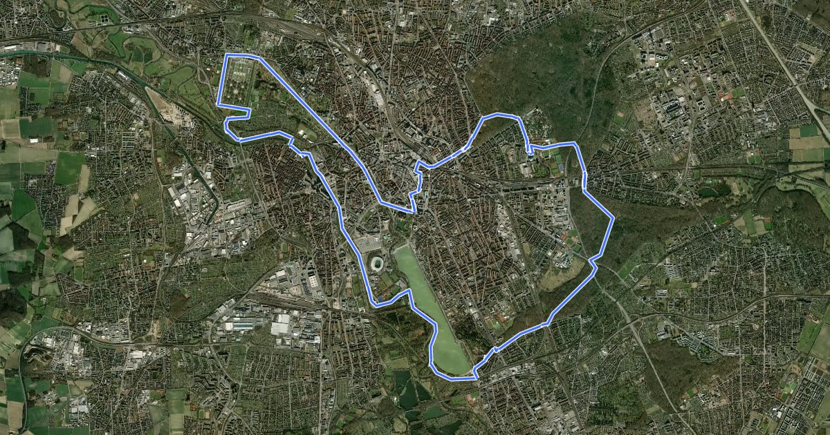 Маршрут Hannover-City-Sightseeing Radtour на спутниковом снимке