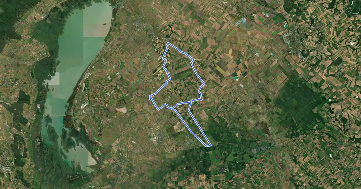 Маршрут Hanság-Radweg на спутниковом снимке