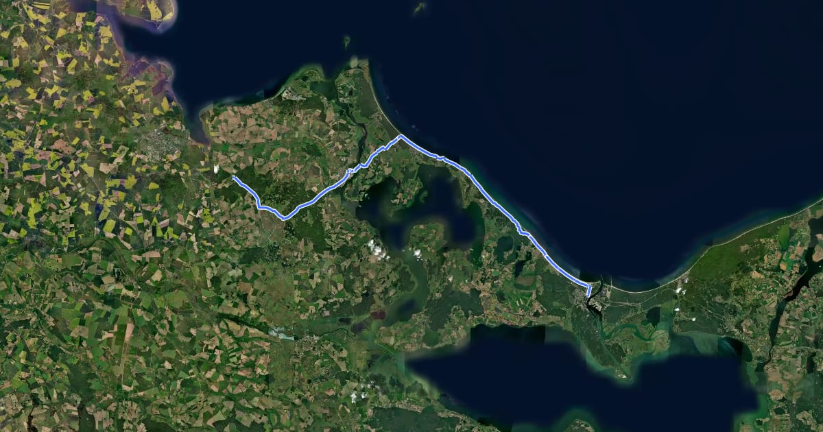 Маршрут Hanseatenweg - Abschnitt Mecklenburg-Vorpommern - Alternativstrecke Hanshagen - Swinemünde на спутниковом снимке