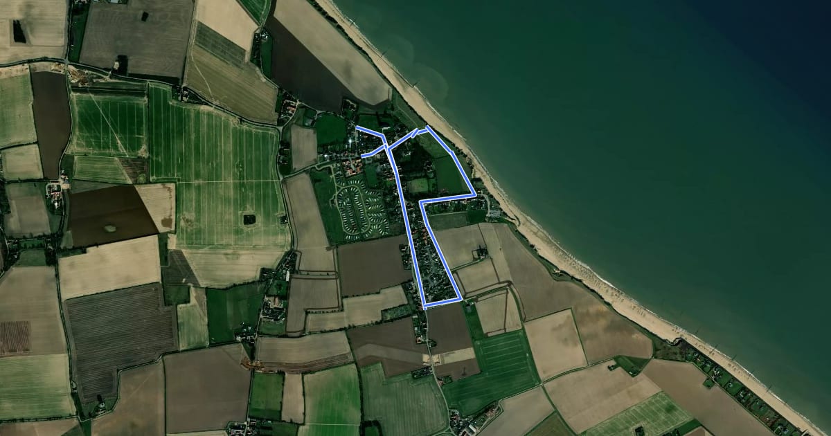 Маршрут Happisburgh Village Trail на спутниковом снимке