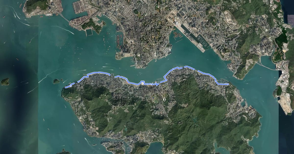 Маршрут 維港徑 Harbour Walk на спутниковом снимке