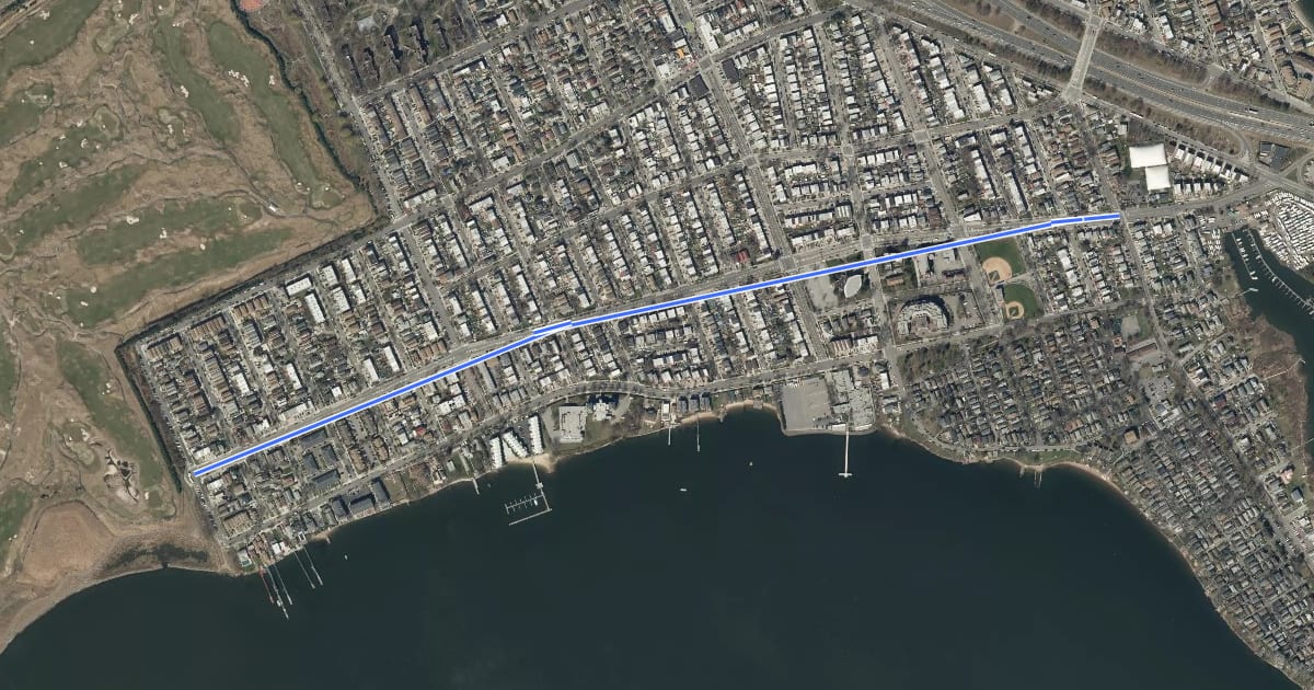 Маршрут Harding Avenue на спутниковом снимке