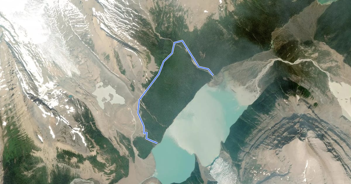 Маршрут Hargreaves Lake Route на спутниковом снимке