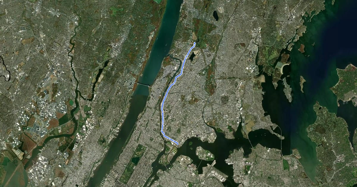 Маршрут Harlem River Greenway на спутниковом снимке