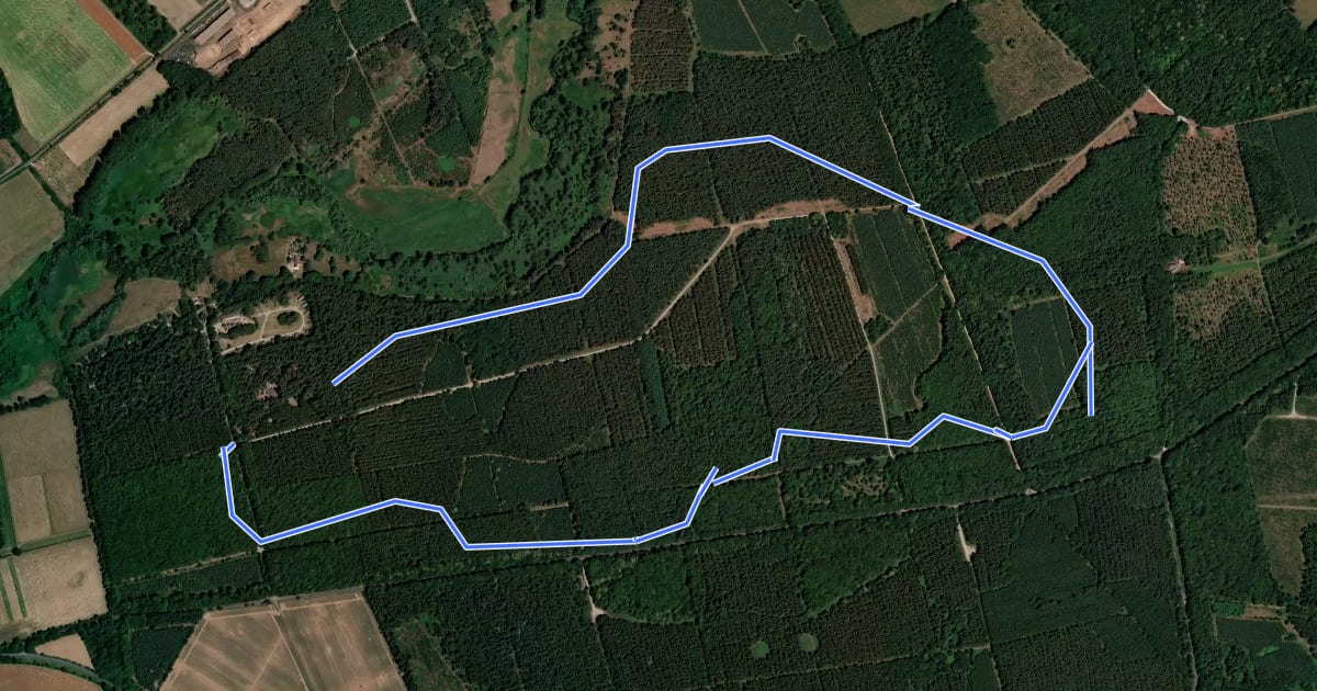 Маршрут Harling Woods Single Track на спутниковом снимке