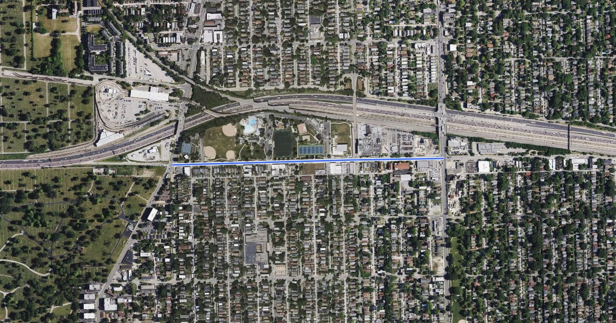 Маршрут Harrison Street на спутниковом снимке