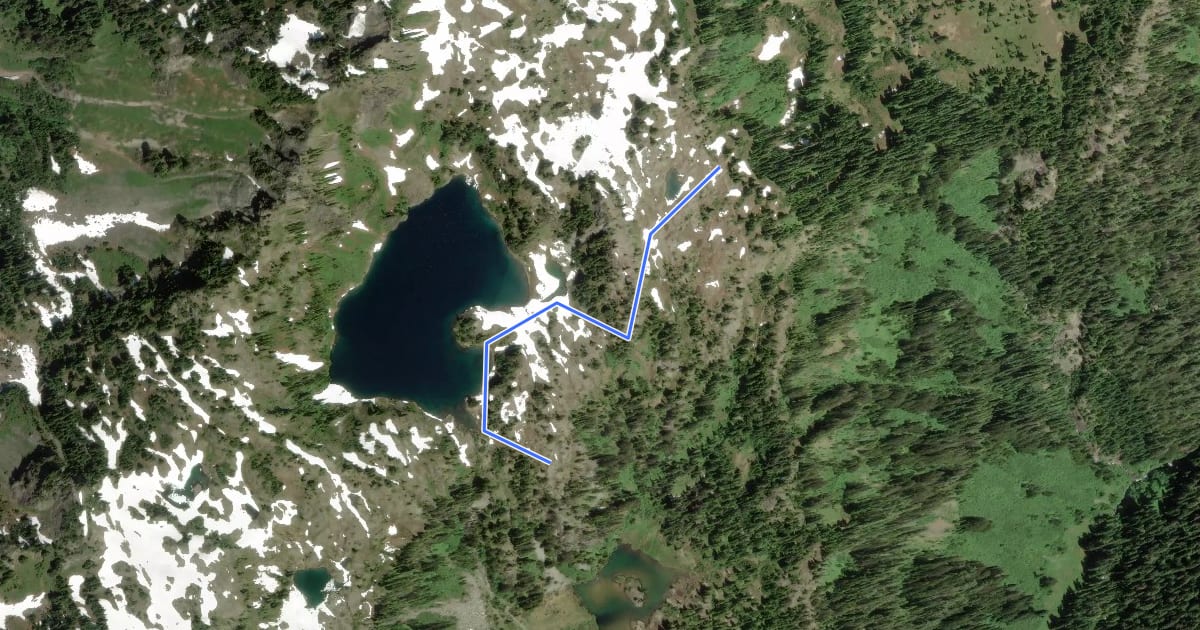 Маршрут Hart Lake Way Trail на спутниковом снимке