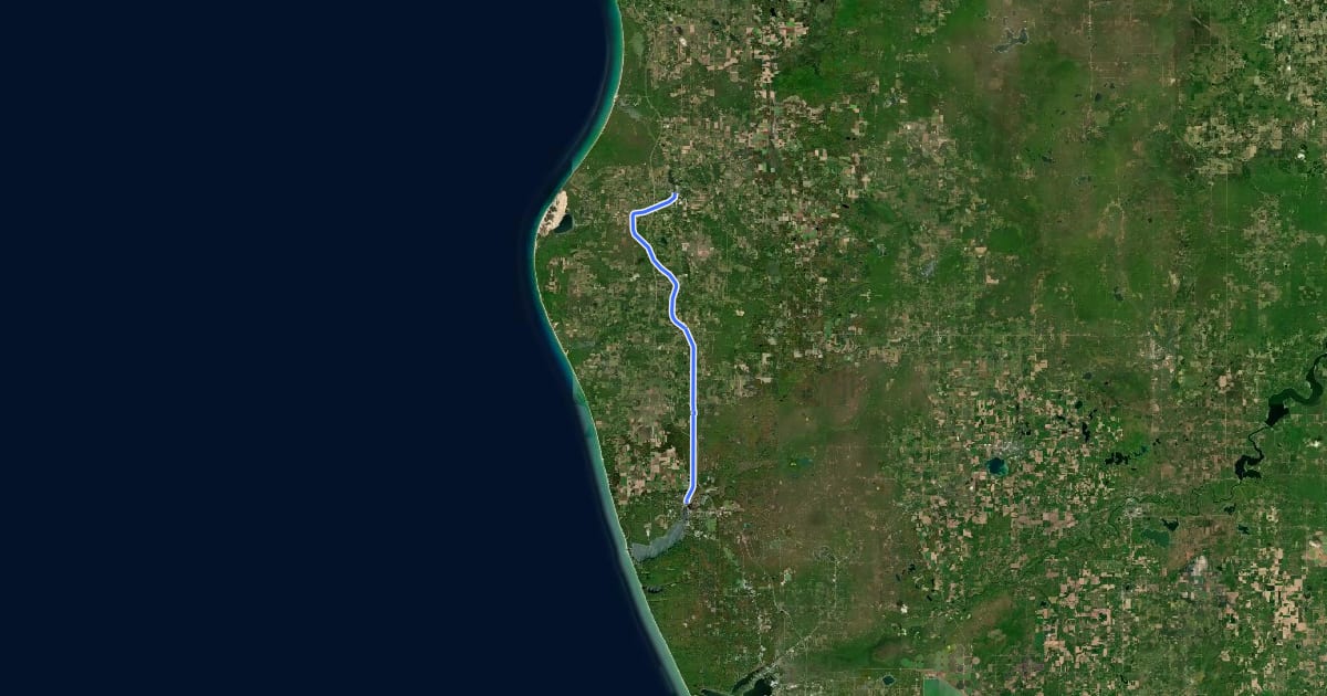 Маршрут Hart-Montague Bicycle Trail на спутниковом снимке