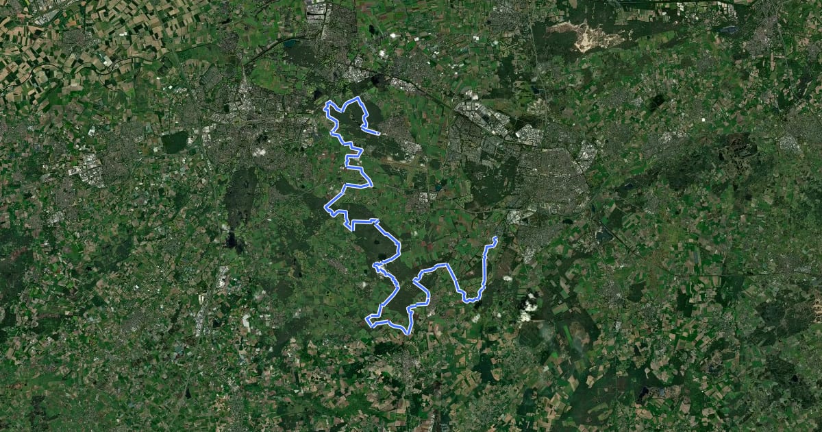 Маршрут Hart van Brabantpad 2 Riel-Rijen на спутниковом снимке