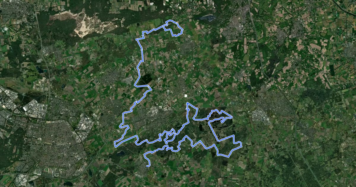 Маршрут Hart van Brabantpad 4 Guldenberg-Moergestel на спутниковом снимке