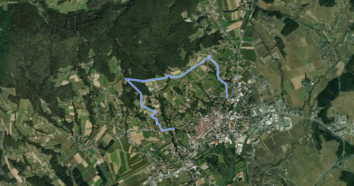 Маршрут Hartberger Höhenweg на спутниковом снимке