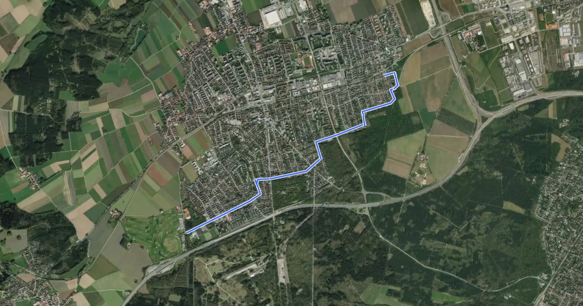 Маршрут Harthaus (S) - Freibad/Eishalle - Kreuzlinger Forst на спутниковом снимке